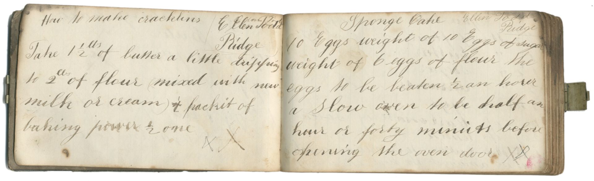 MANUSCRIPT RECIPE BOOK - LANCASHIRE Farmhouse recipe notebook of 'Lena Wadsworth, Catteralls Farm...