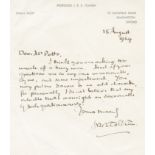 TOLKIEN (J.R.R.) Autograph letter signed ('JRR Tolkien'), to Mr Potts, Headington, Oxford, 15 Aug...