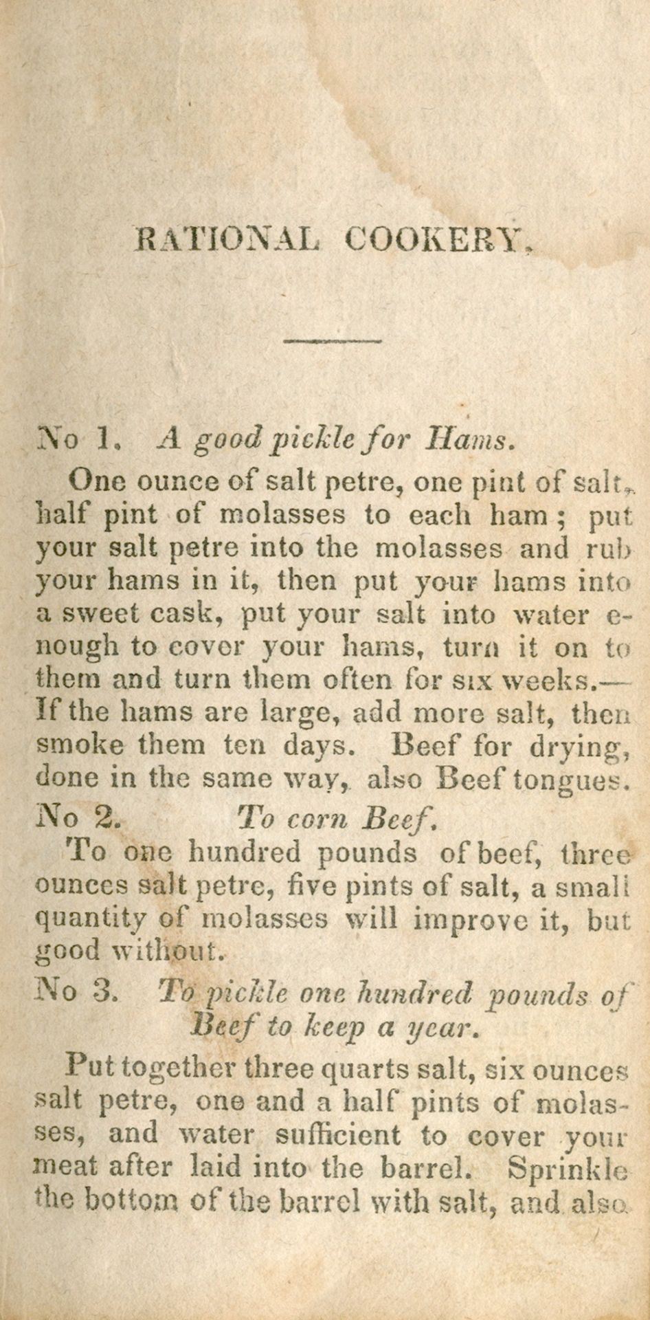 AMERICAN COOKERY The Cook Not Mad, or Rational Cookery; Being a Collection of Original and Select...