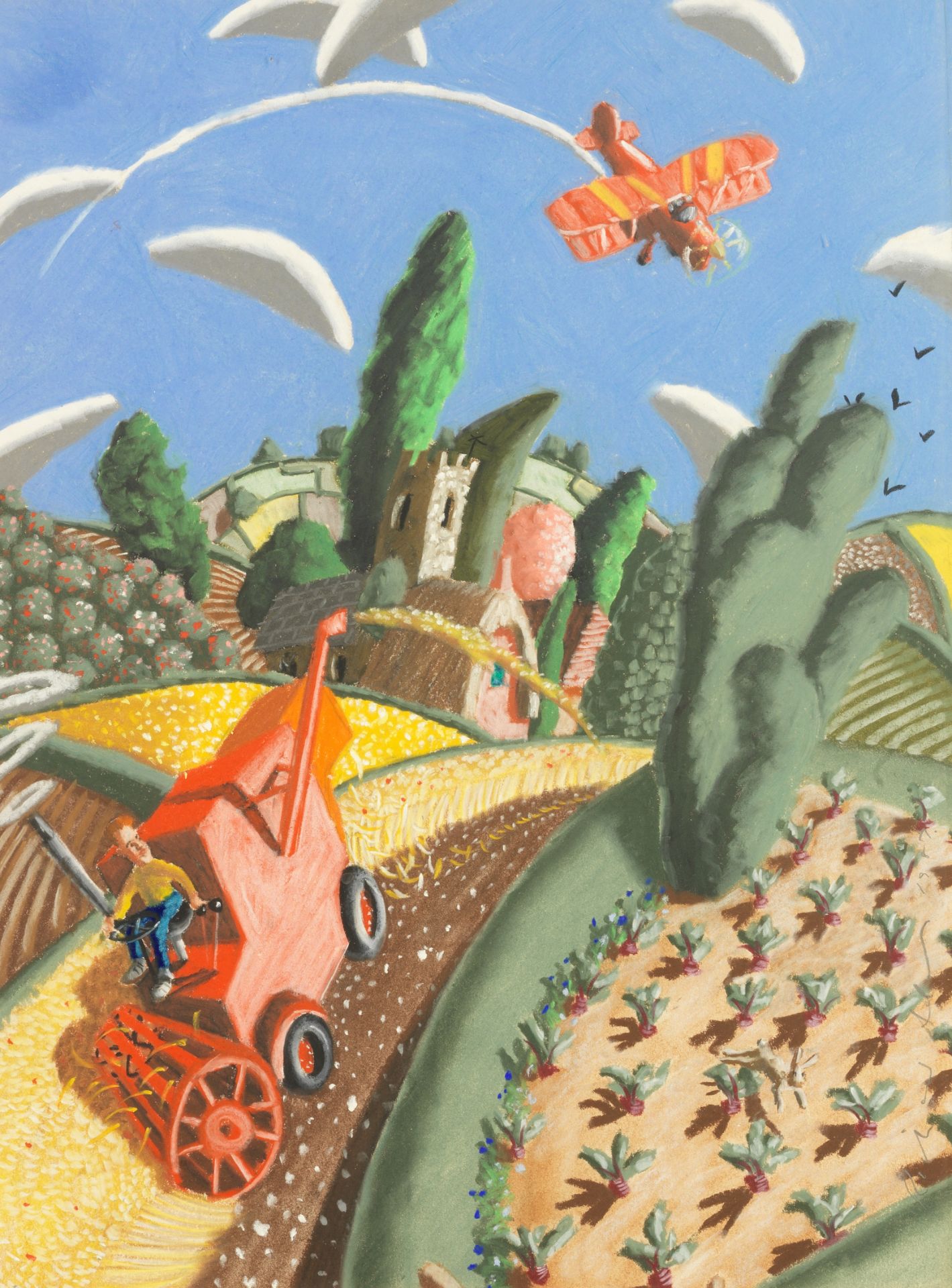 Richard Adams (British, born 1960) Harvest Time (together with a further pastel on paper, of a ma...