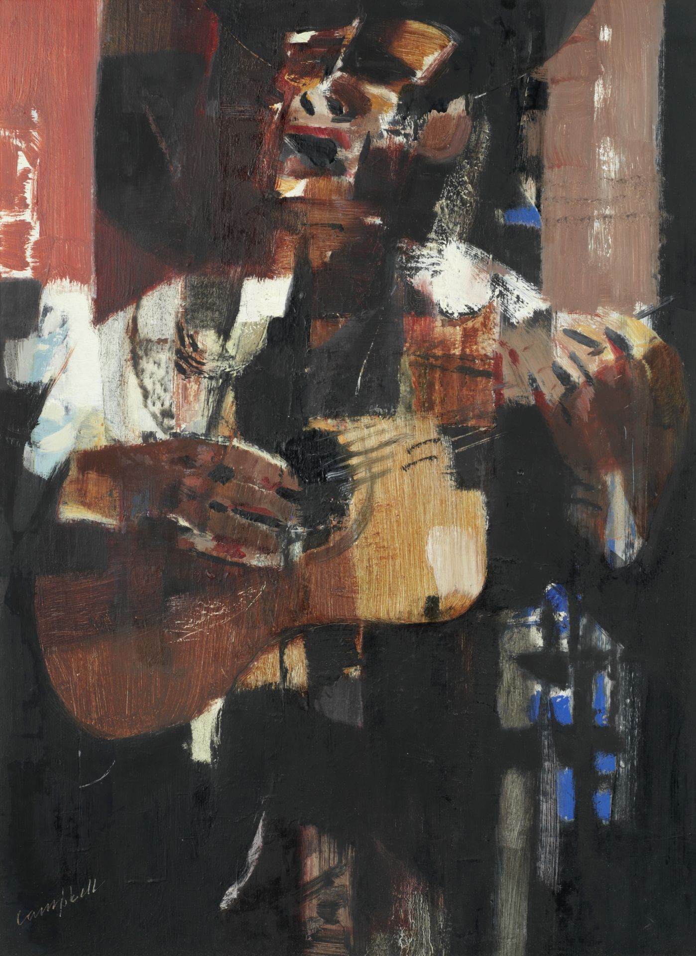 George Campbell R.H.A. (Irish, 1917-1979) The Guitar Player