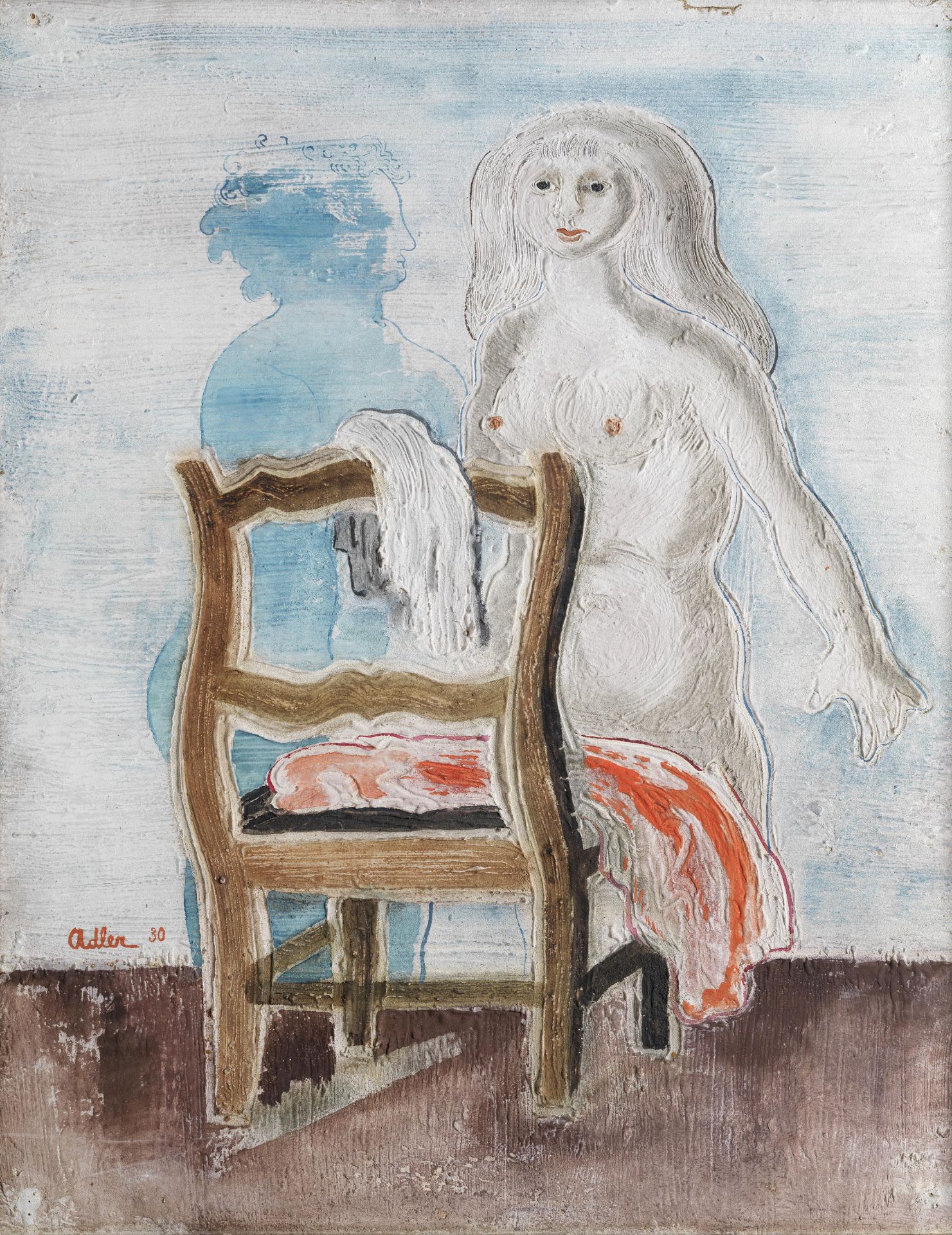 Jankel Adler (Polish, 1895-1949) Nude with Chair and Red Cloth