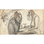 Percy Wyndham Lewis (British, 1882-1957) Two Figures in a Restaurant (with a further sketch in pe...