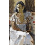 Ken Howard R.A. (British, born 1932) Seated Model in White Dress