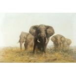 David Shepherd C.B.E. (British, 1931-2017) African Elephants in the Savanna