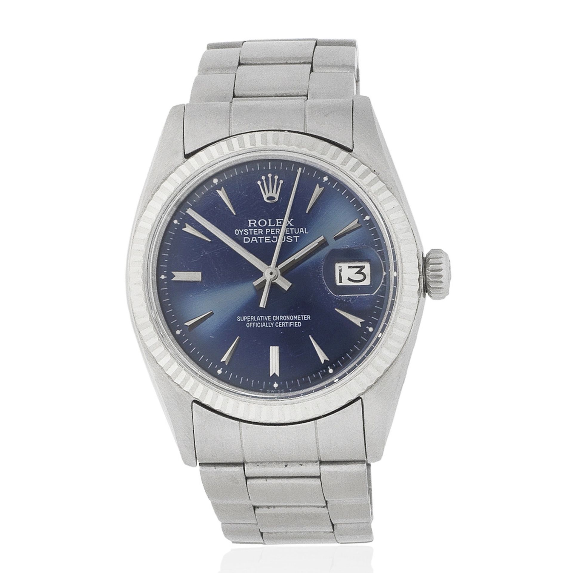 Rolex. A stainless steel and white gold automatic calendar bracelet watch Datejust, Ref: 1601, C...