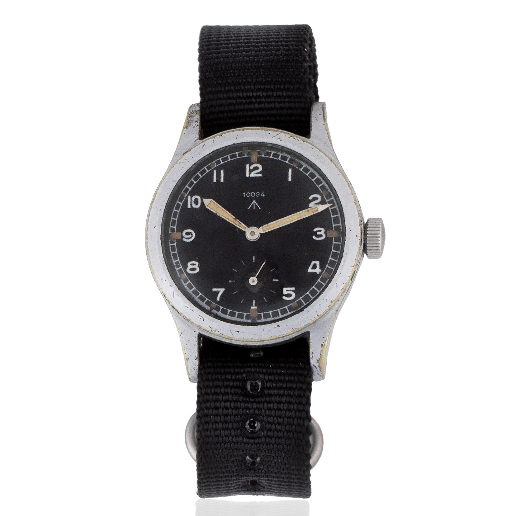 Record. A chrome plated manual wind military issue wristwatch Circa 1945