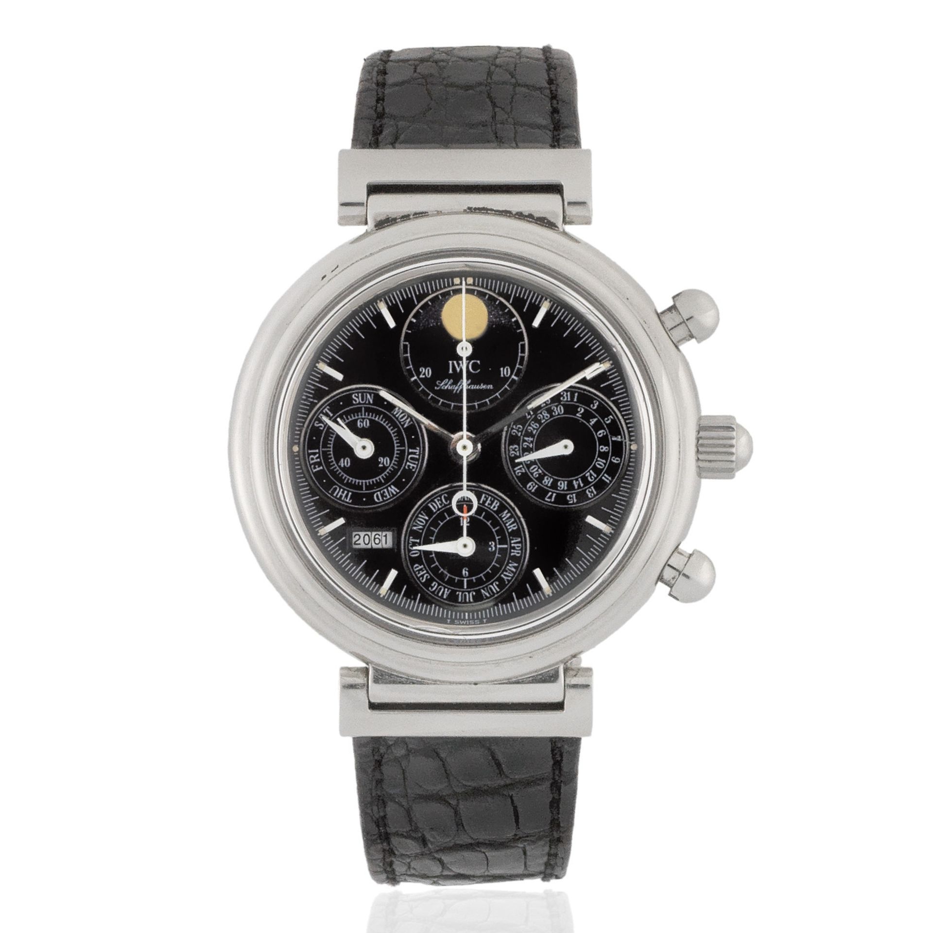 IWC. A stainless steel automatic perpetual calendar chronograph wristwatch Da Vinci Perpetual Ca...