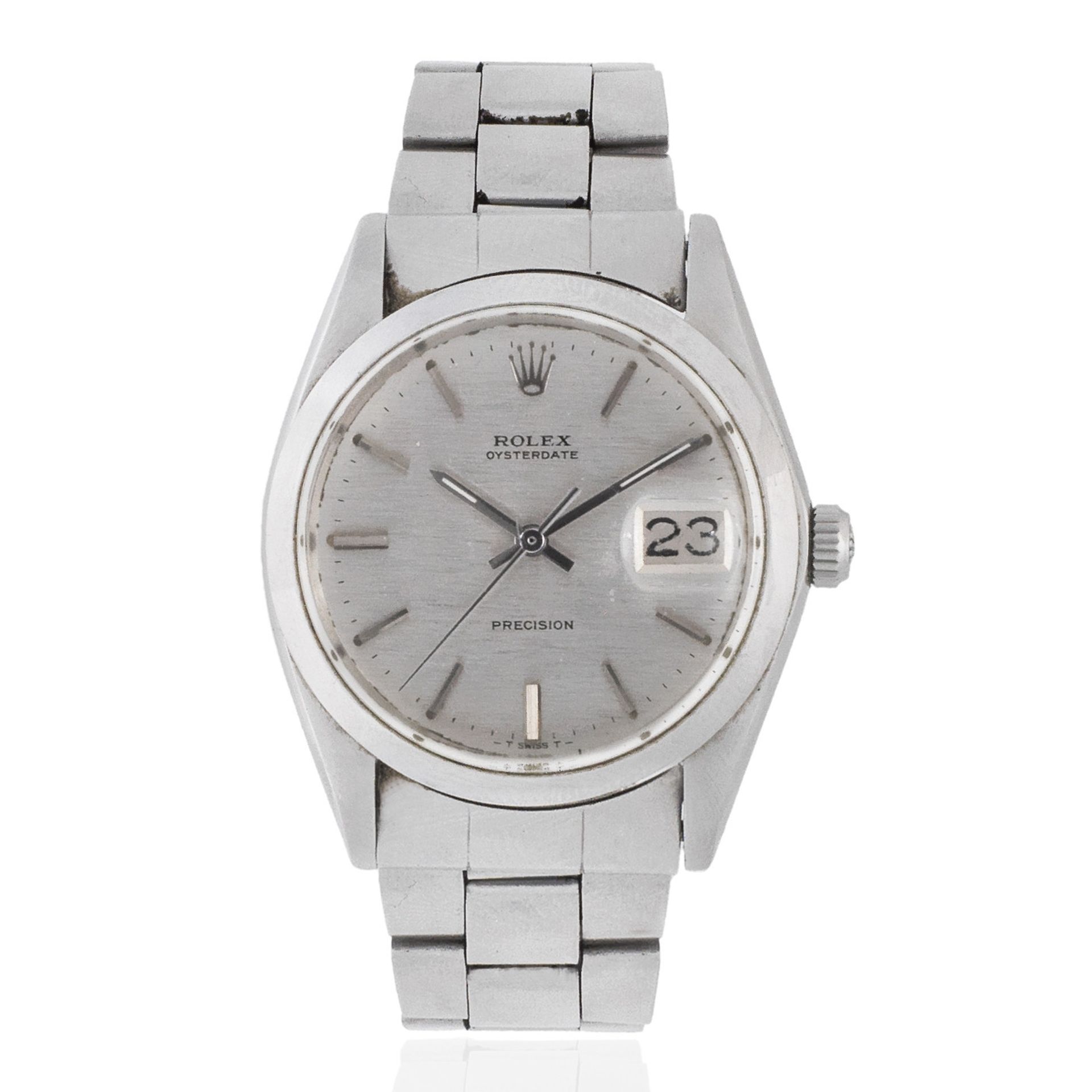 Rolex. A stainless steel automatic calendar bracelet watch OysterDate, Ref: 6694, Circa 1970