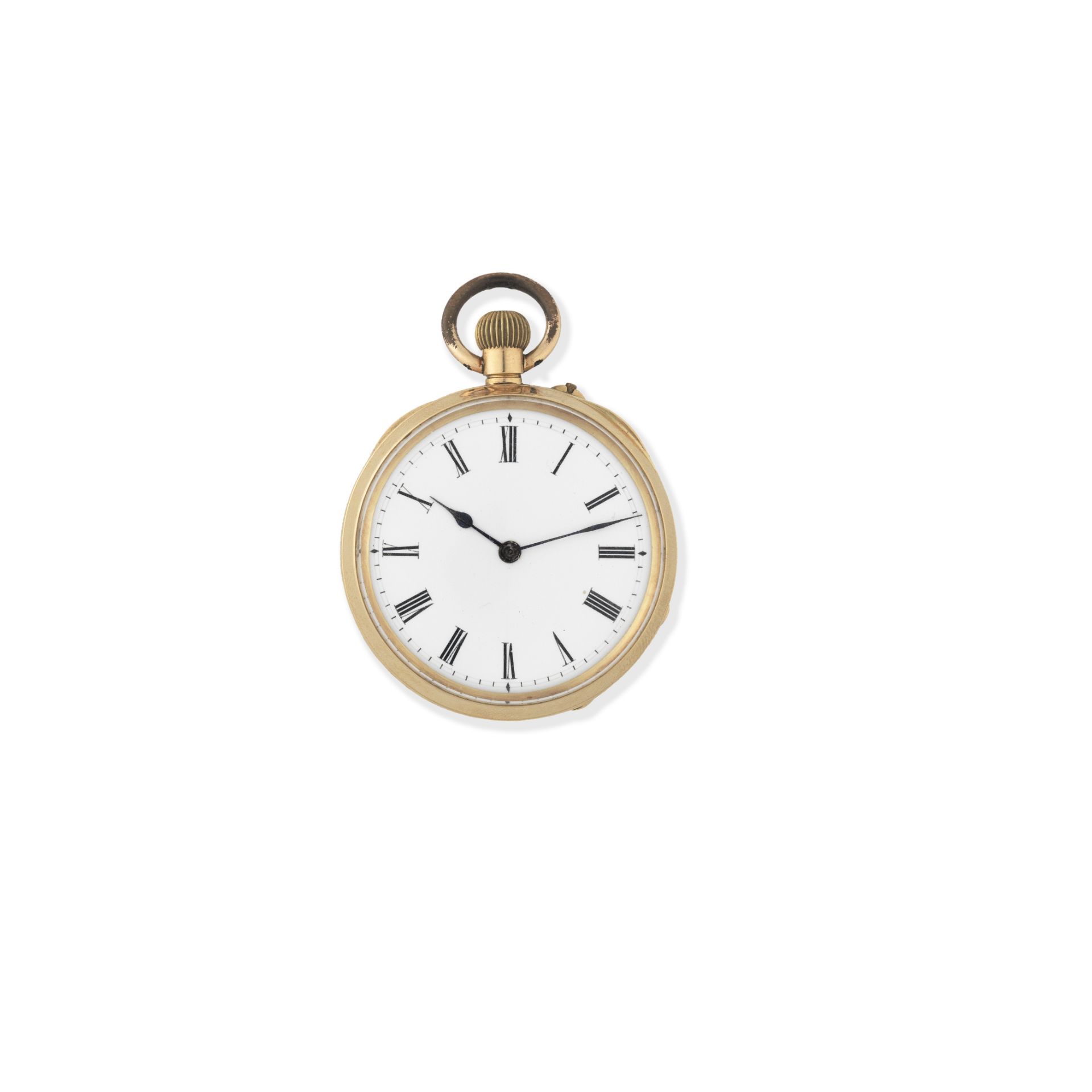 An 18K gold keyless wind open face pocket watch Circa 1890