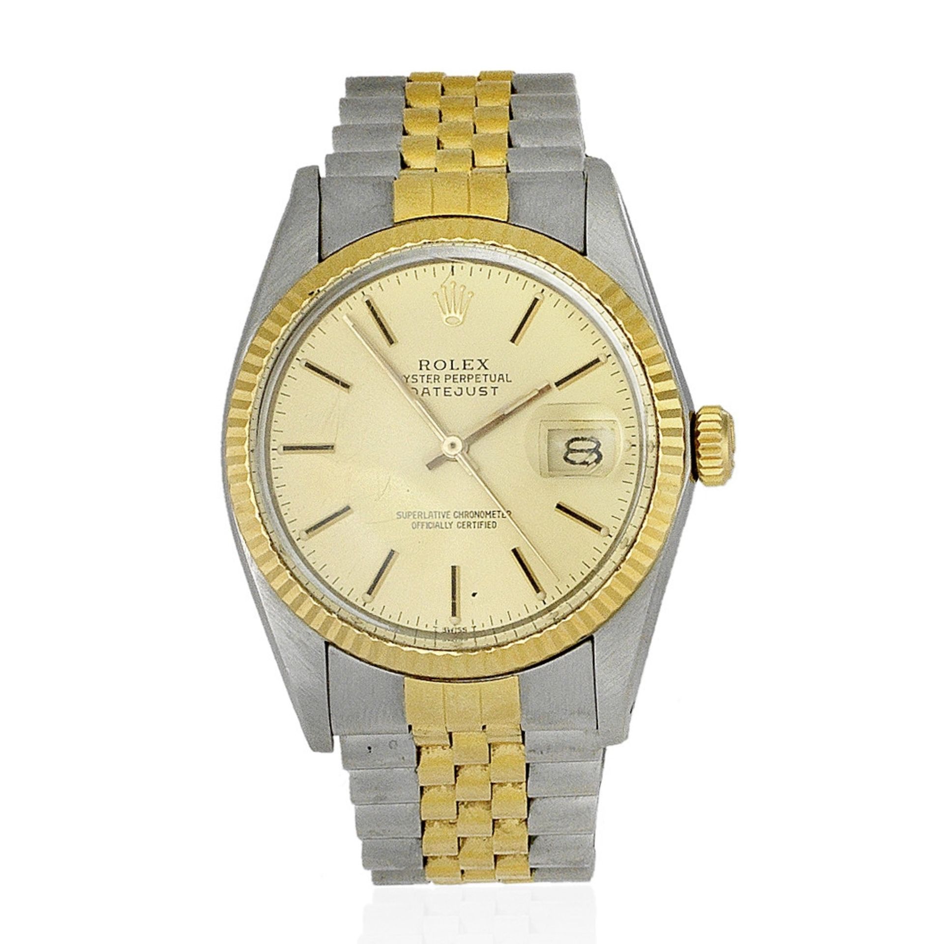 Rolex. A stainless steel and gold automatic calendar bracelet watch Datejust, Ref: 16013, Purcha...