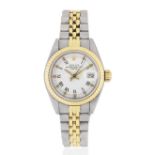 Rolex. A lady's stainless steel and gold automatic calendar bracelet watch Datejust, Ref: 69173,...