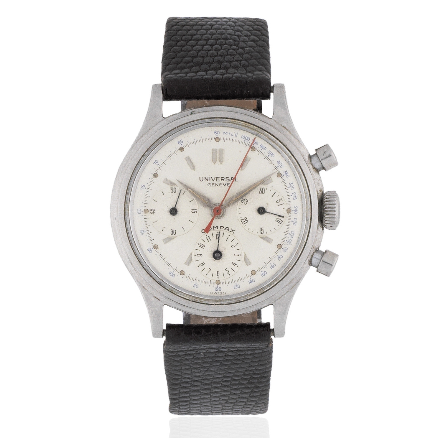 Universal Genève. A stainless steel manual wind calendar chronograph wristwatch Compax, Ref: 222...