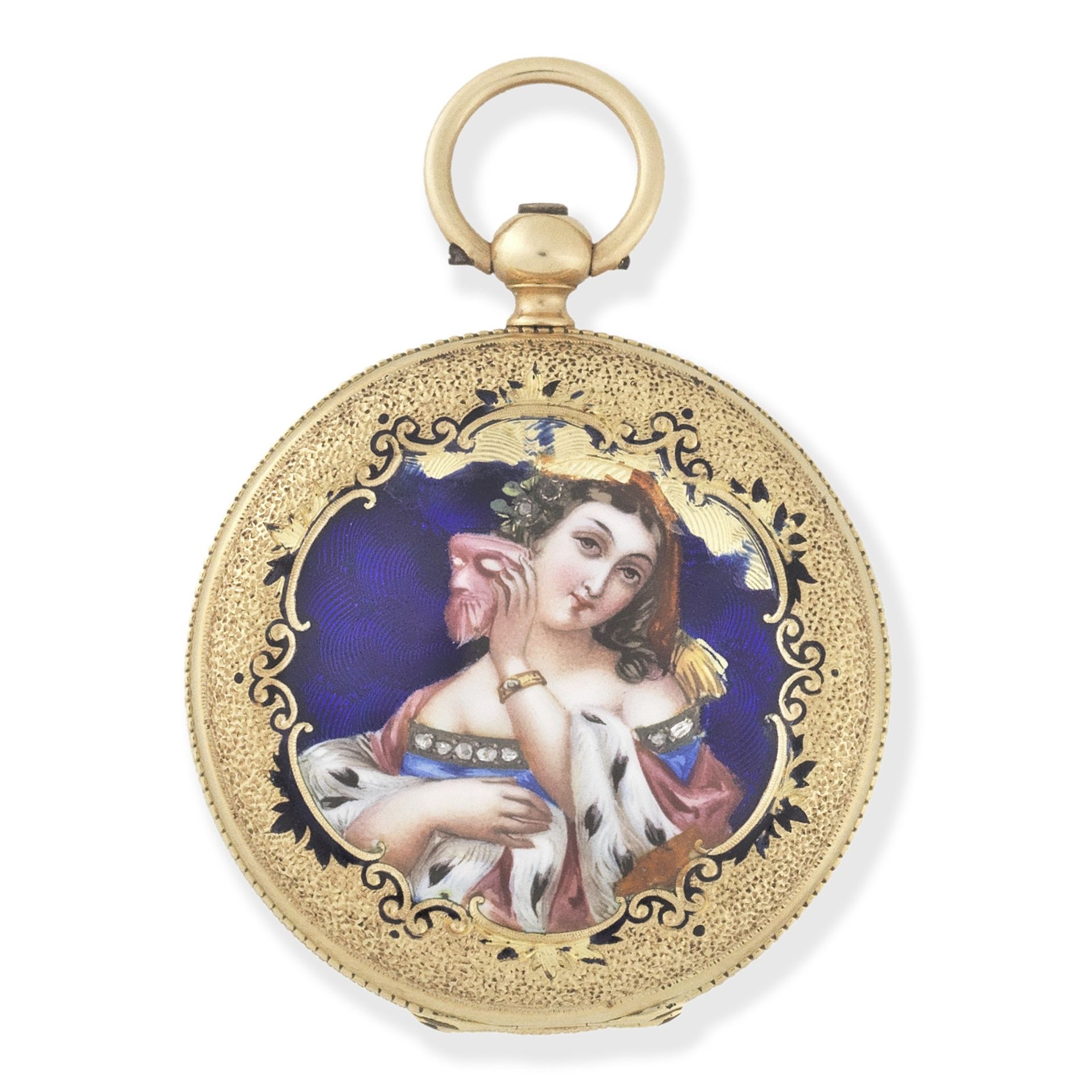 Patek & Cie, Genève. An 18K gold and enamel key wind full hunter pocket watch Circa 1830