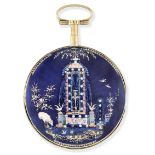 A gilt metal key wind open face pocket watch with enamel scene to reverse Circa 1780