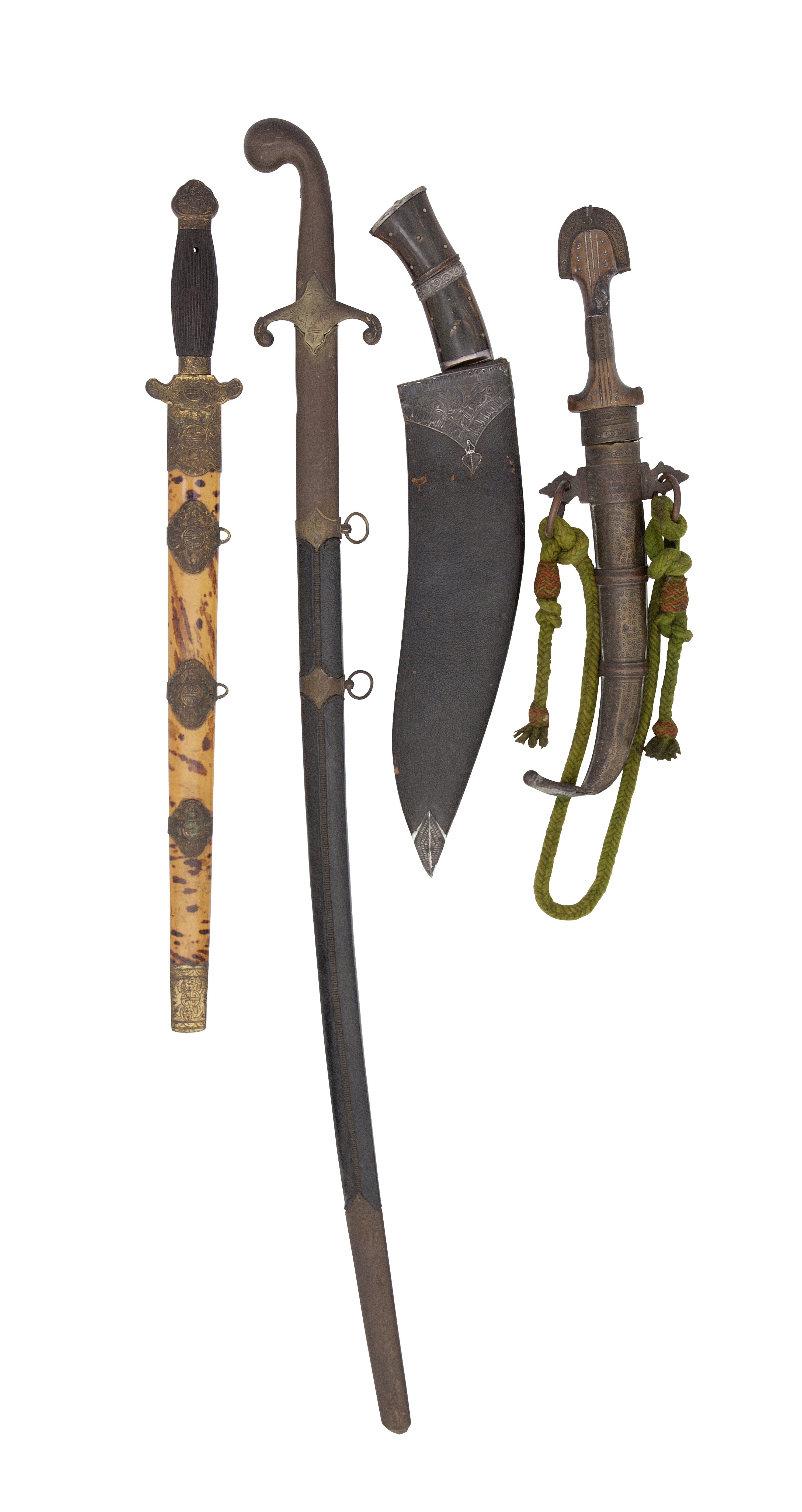A Chinese Sword, A Turkish Sabre, A Nepalese Kukri, And A North African Jambiya (4)