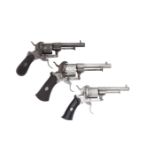 Three Liège Pin-Fire Six-Shot Pocket Revolvers Of Small Bore (3)