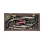 A Fine Cased Pair Of 40-Bore Flintlock Duelling Pistols