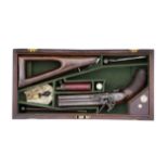 A Fine And Rare Cased 17-Bore Flintlock Over-And-Under Travelling Or Officer's Pistol With Attach...