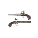 A Pair Of 32-Bore Flintlock Silver-Mounted Turn-Off Pistols (2)