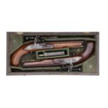 A Cased Brace of 18-Bore Flintlock Commercial Heavy Cavalry Pistols Of 1796 Pattern