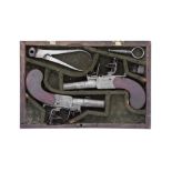 A Cased Pair Of 40-Bore Flintlock Box-Lock Pocket Pistols
