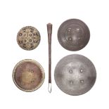 A Persian Circular Steel Dhal, Three Indian Dhals, And An African Club (5)