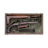 A Fine And Rare Cased 28-Bore Flintlock D.B. Travelling Pistol With Attachable Shoulder-Stock