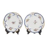 Two Sevres Feuille-de-Choux plates late 18th century