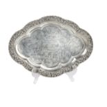 A Chinese export silver tray stamped LG