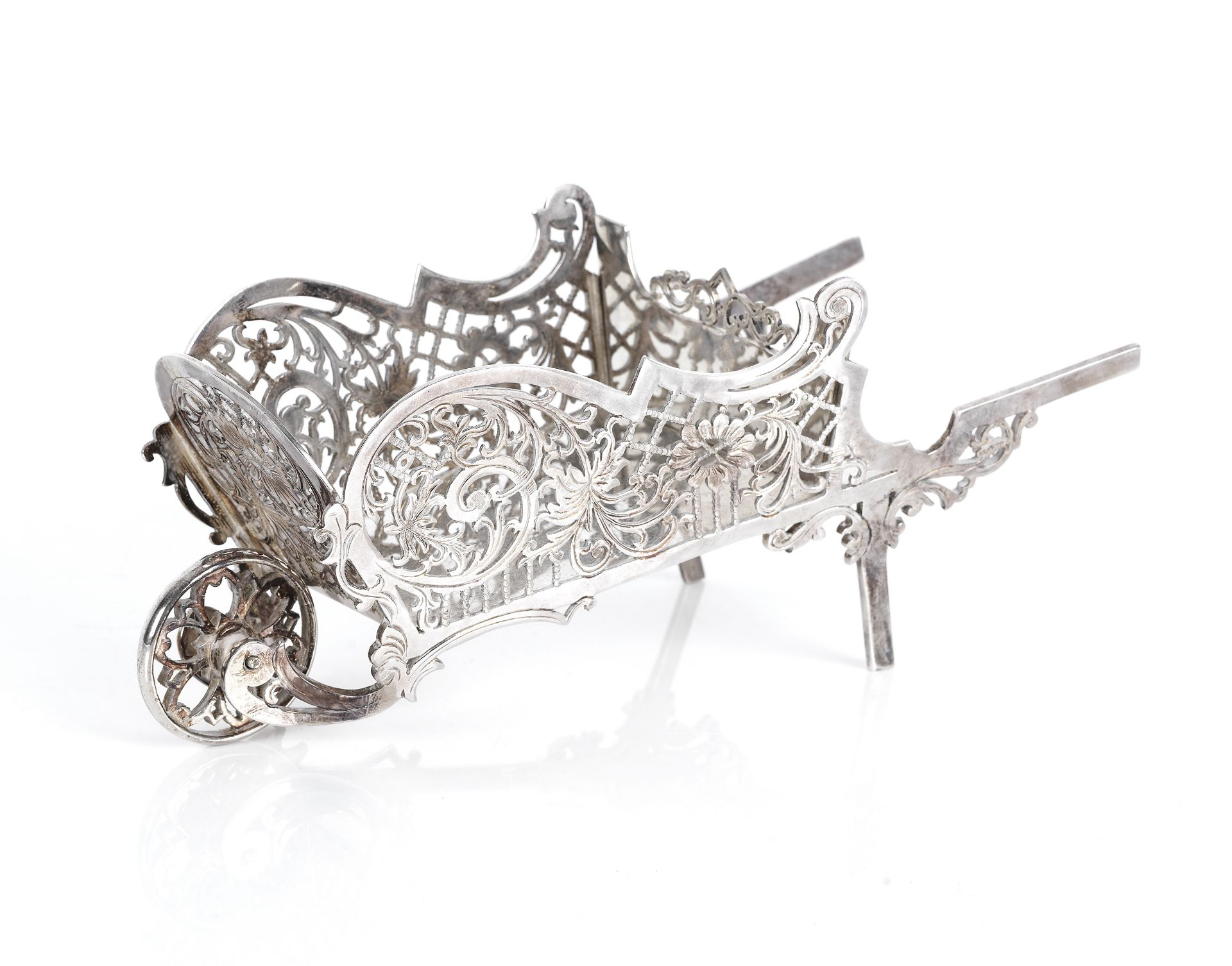 A Novelty silver Wheelbarrow Asprey and Co, London, 1981