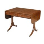 A 19th century Fruitwood and coromandel and line inlaid sofa table