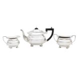 A three piece silver tea service