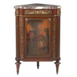 A late 19th century mahogany and git metal mounted Vernis Martin style corner cabinet