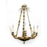 A late 19th century ormolu colza style ceiling pendant