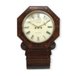 A 19th century mahogany and brass inlaid, drop dial repeating wall clock The dial insribed J Mars...
