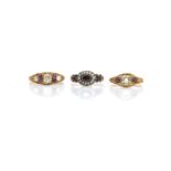 Three antique gem set rings