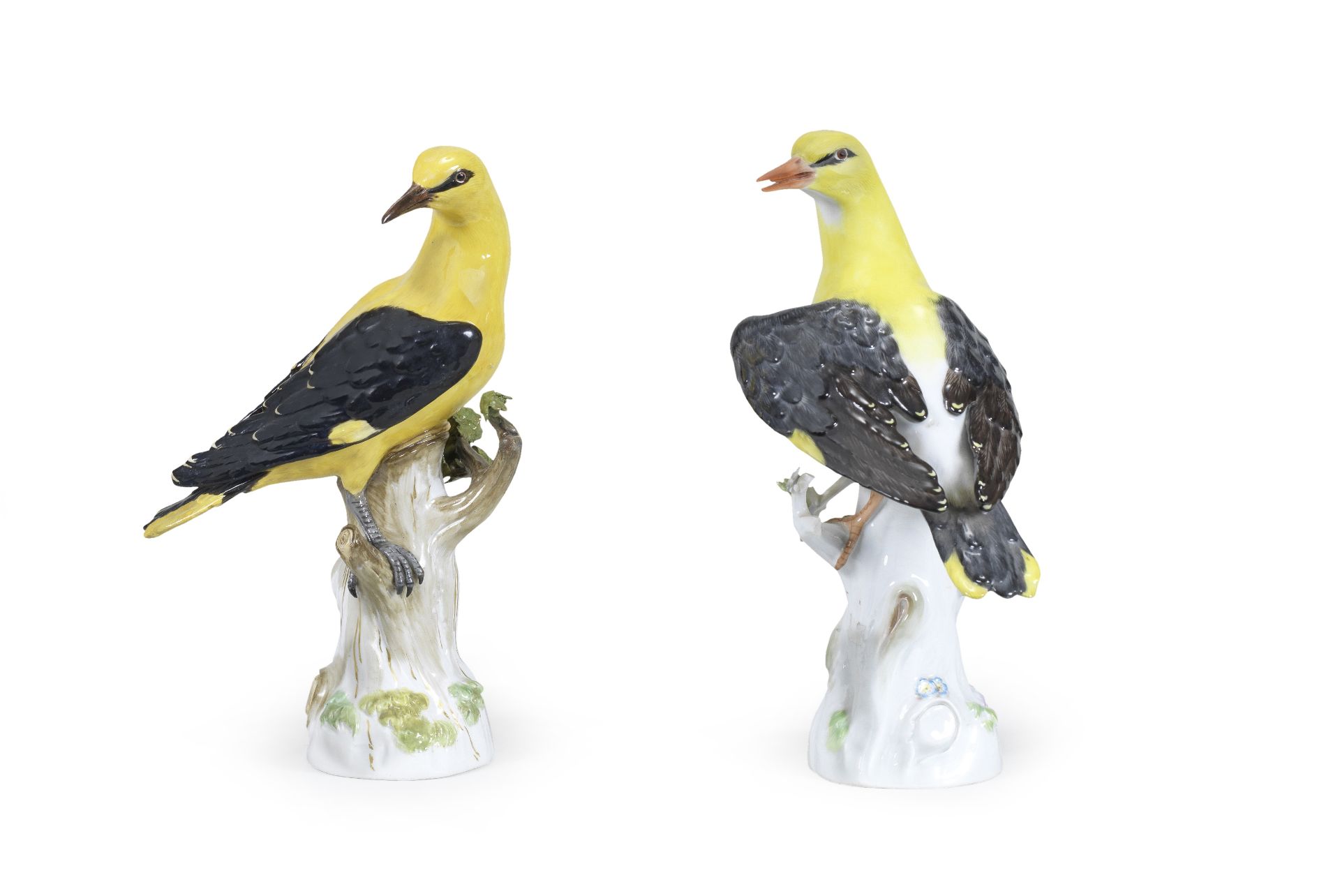 Two Meissen models of golden orioles, late 19th/early 20th century