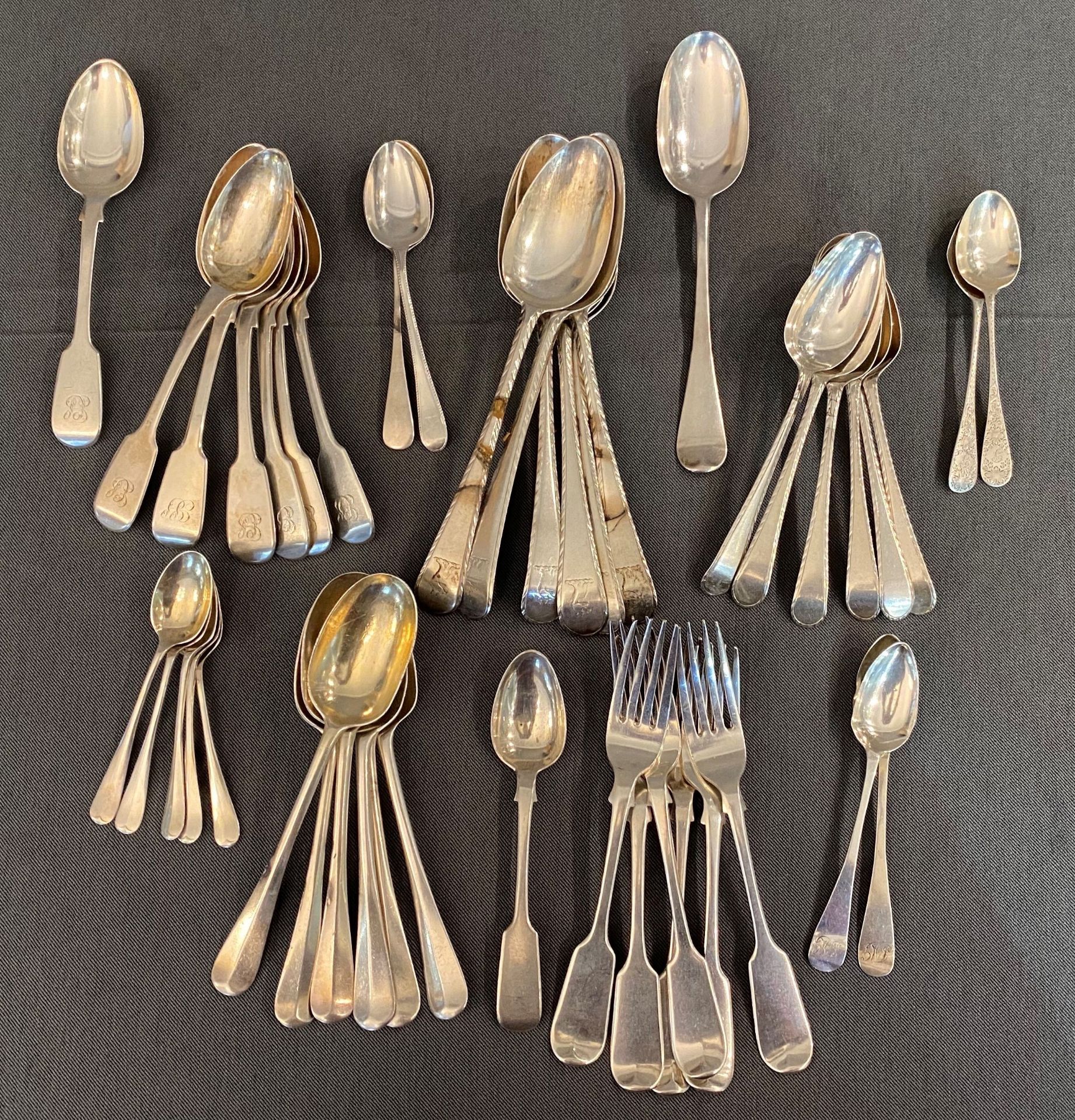 A collection of flatware various dates and makers