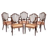 A set of eight George III style mahogany shield back armchairs, late 19th/early 20th century (8)