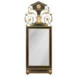 A 19th century style ebonised and gilt decorated wall mirror 20th century