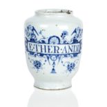 A London delftware drug jar, 18th century