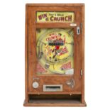 An early 20th century Fry's Milk 'Win & Crunch' wall mounted penny arcade game