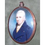 Charles Hardy (British, active circa 1800) A Gentleman, wearing blue coat with brass buttons ove...