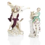 A Meissen figure group and a Dresden figure 19th century