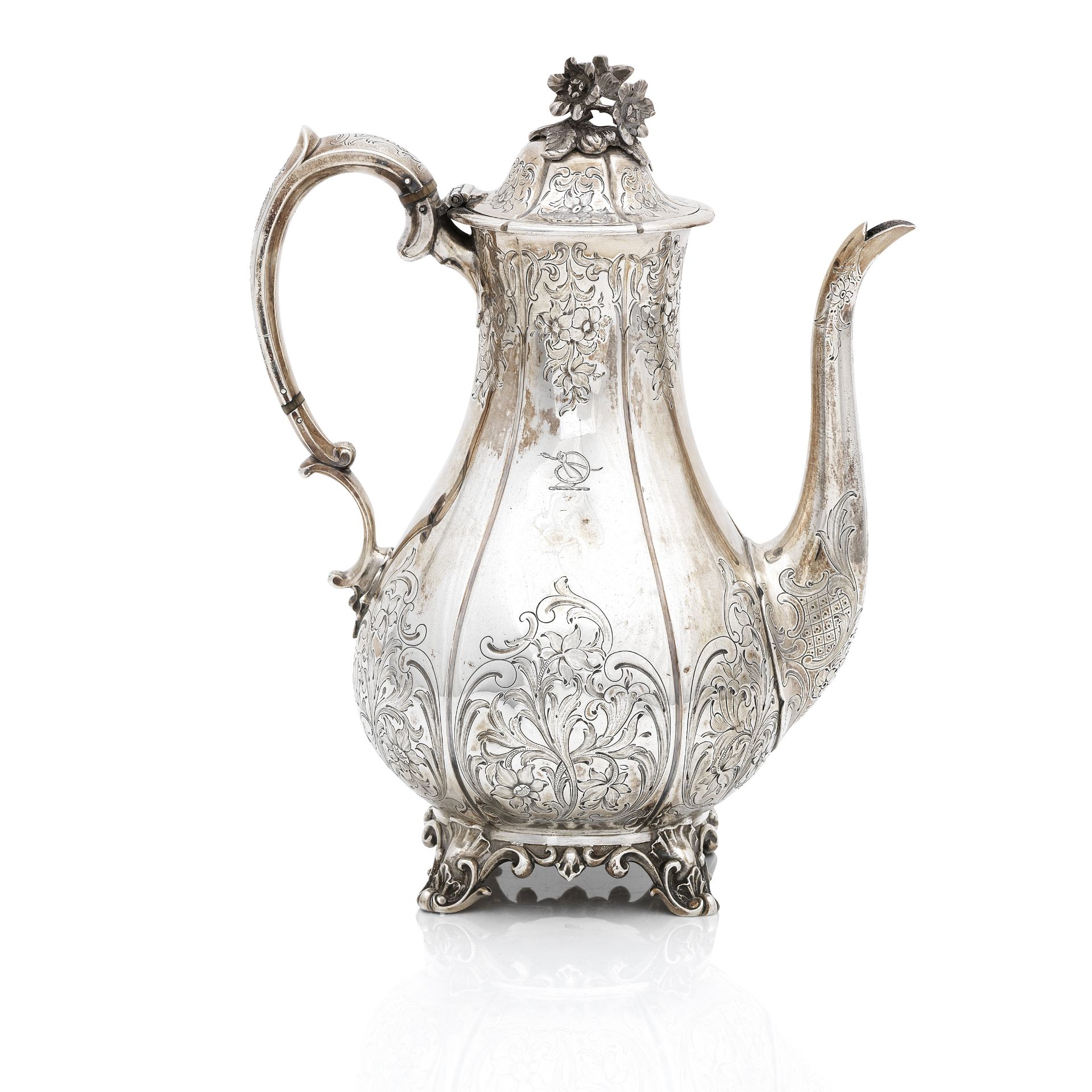 A Victorian silver coffee pot by Charles Reily and George Storer, London 1849