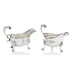 A pair of George III silver sauceboats maker's mark indistinct, London 1770