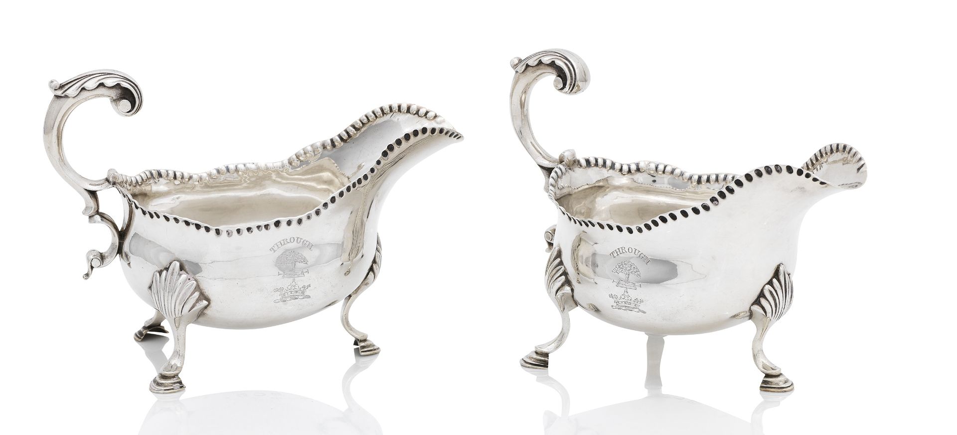A pair of George III silver sauceboats maker's mark indistinct, London 1770