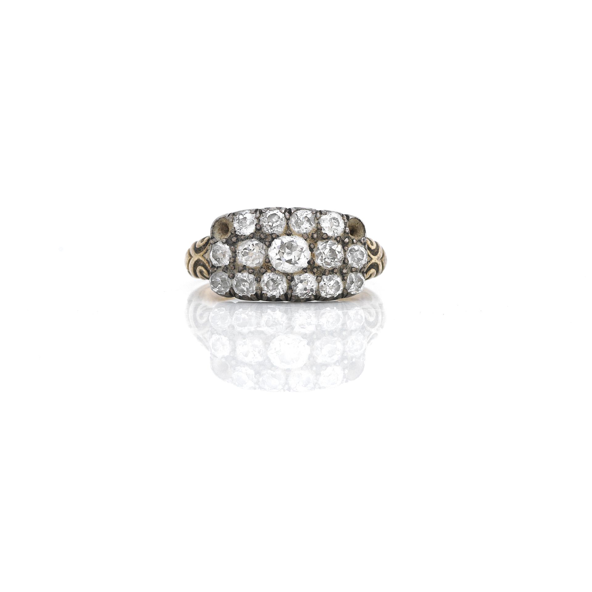 A diamond plaque ring