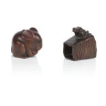 Three wooden netsuke 19th century,